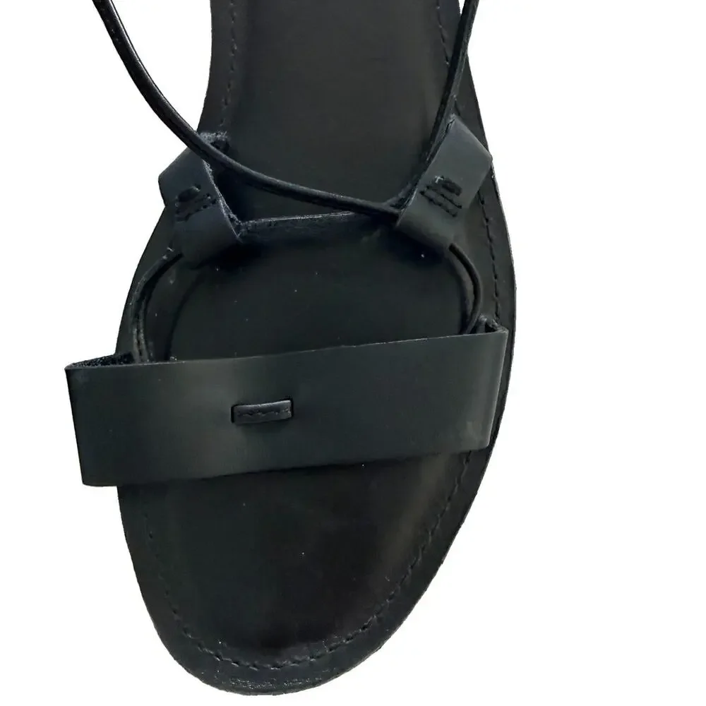 Madewell Black Wrap Around Women’s Leather Sandals 7 Boho Preppy - Picture 2 of 7